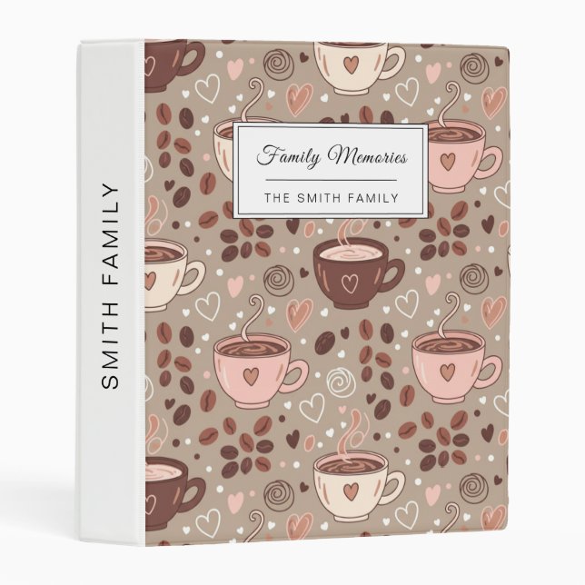 Cozy Coffee Cup Pattern (8) Mini Binder (Front/Spine)