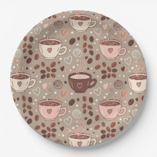 Cozy Coffee Cup Pattern (8) Paper Plates