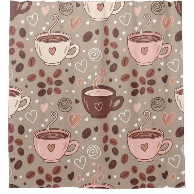 Cozy Coffee Cup Pattern (8) Shower Curtain (Front)