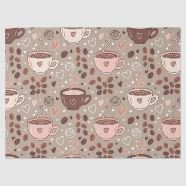Cozy Coffee Cup Pattern (8) Tissue Paper (Front)
