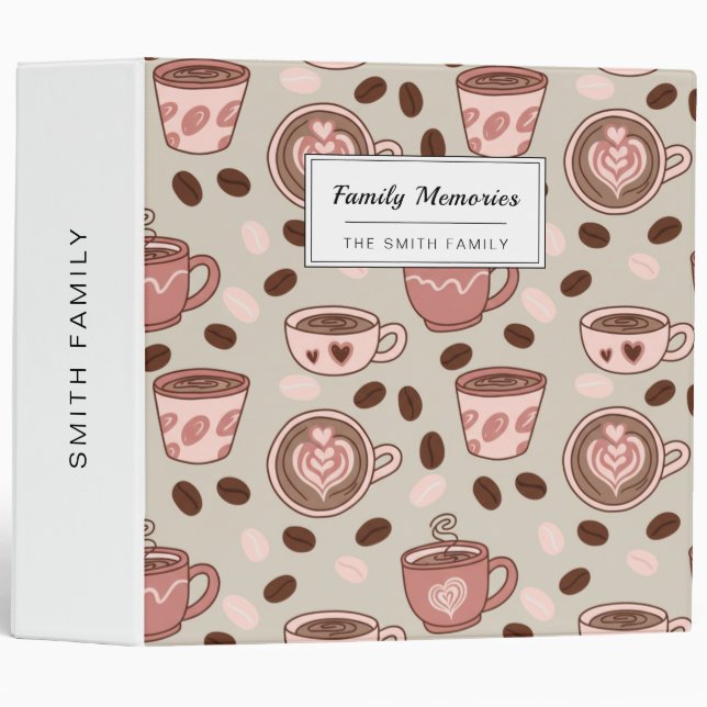 Cozy Coffee Cup Pattern (9) 3 Ring Binder (Front/Spine)