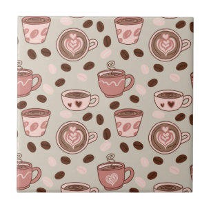 Cozy Coffee Cup Pattern (9) Ceramic Tile