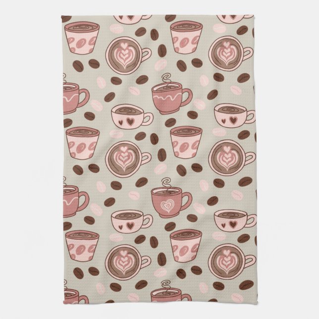 Cozy Coffee Cup Pattern (9) Kitchen Towel (Vertical)