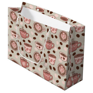 Cozy Coffee Cup Pattern (9) Large Gift Bag