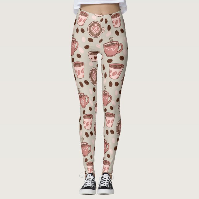Cozy Coffee Cup Pattern (9) Leggings (Front)