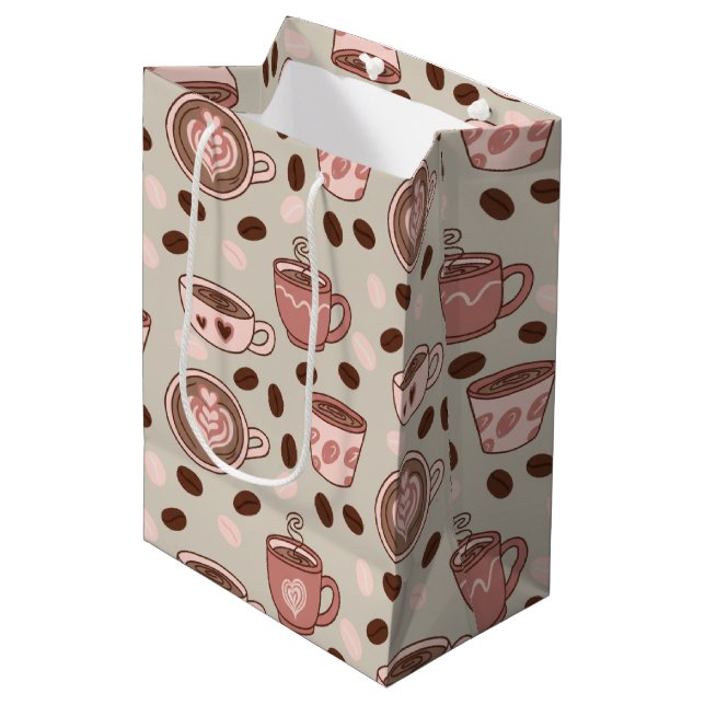 Cozy Coffee Cup Pattern (9) Medium Gift Bag (Front Angled)