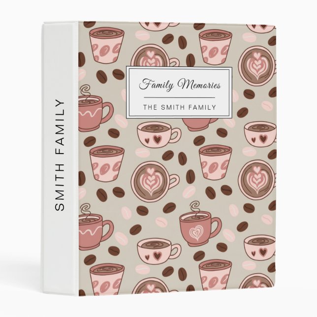 Cozy Coffee Cup Pattern (9) Mini Binder (Front/Spine)