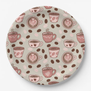 Cozy Coffee Cup Pattern (9) Paper Plates