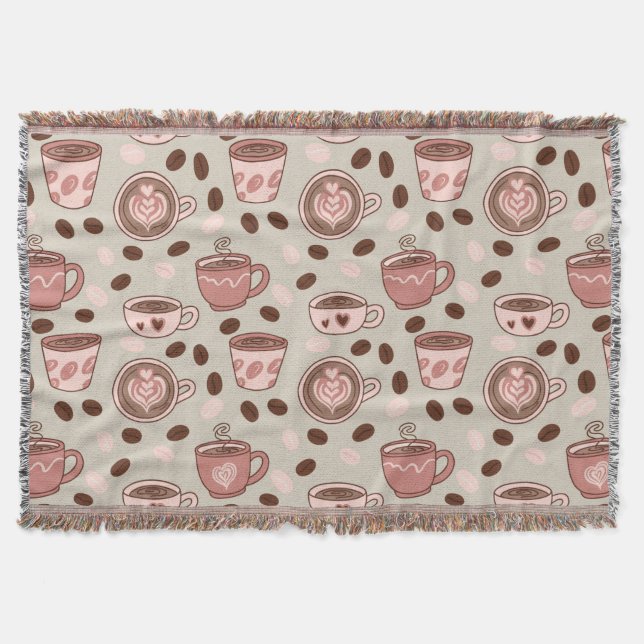 Cozy Coffee Cup Pattern (9) Throw Blanket (Front)