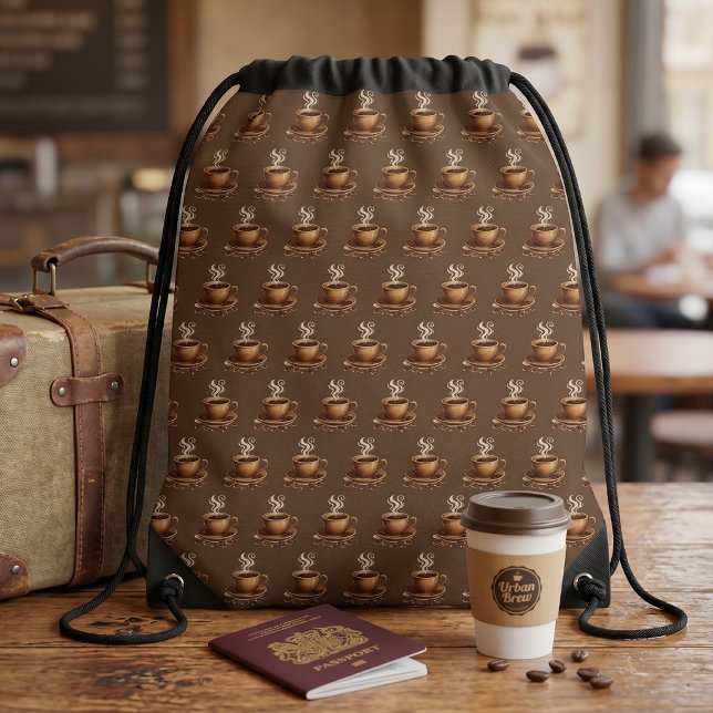 Cozy Coffee Cup Pattern Drawstring Bag (Creator Uploaded)