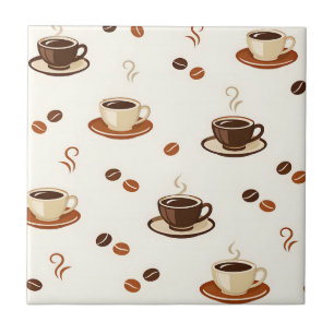 Cozy Coffee Cups Seamless Pattern Ceramic Tile