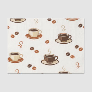 Cozy Coffee Cups Seamless Pattern Tissue Paper