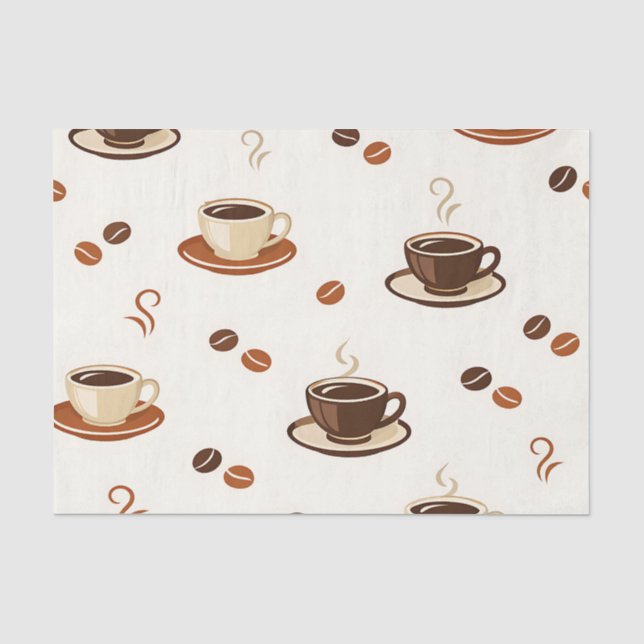 Cozy Coffee Cups Seamless Pattern Tissue Paper (Front)