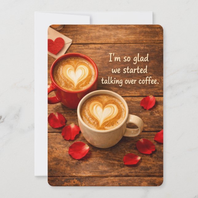 Cozy Coffee Date First Valentine's Day Holiday Card (Front)