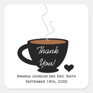Cozy Coffee Love Thank You Favor Label Sticker