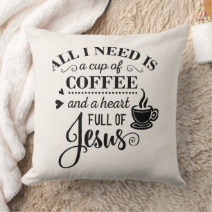 Cozy Coffee Lover Gift Throw Pillow