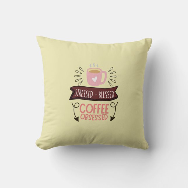 Cozy Coffee Lover's Pillow – Rustic Cafe Vibes (Front)