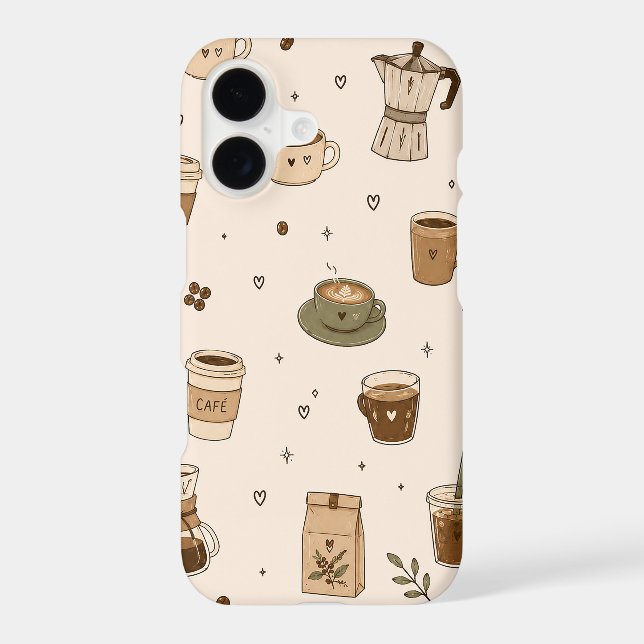 Cozy Coffee Pattern | Cute Café Drinks & Espresso  iPhone Case (Back)