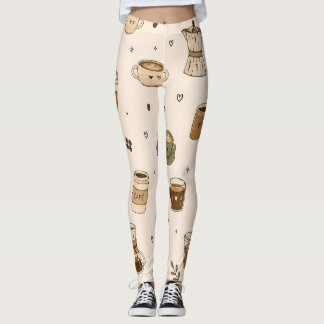 Cozy Coffee Pattern | Cute Café Drinks & Espresso Leggings