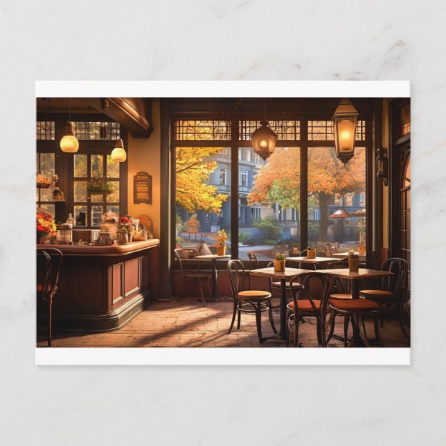 Cozy Coffee Shop Postcard (Front)