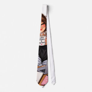 Cozy Coffee Study Girl – Work Hard Dream Big Neck Tie