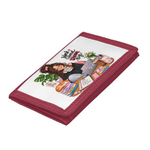 Cozy Coffee Study Girl – Work Hard Dream Big Tri-fold Wallet