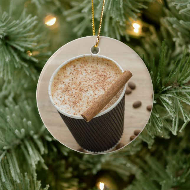 Cozy Coffee Sweet Cappuccino Latte Drink Beverage Ceramic Ornament (Tree)