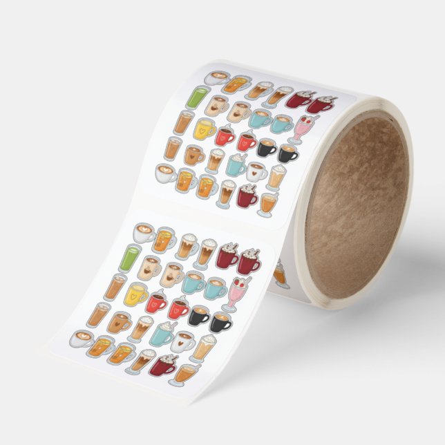 Cozy Coffee & Tea Mugs All-over Pattern Sticker Ro (Roll)