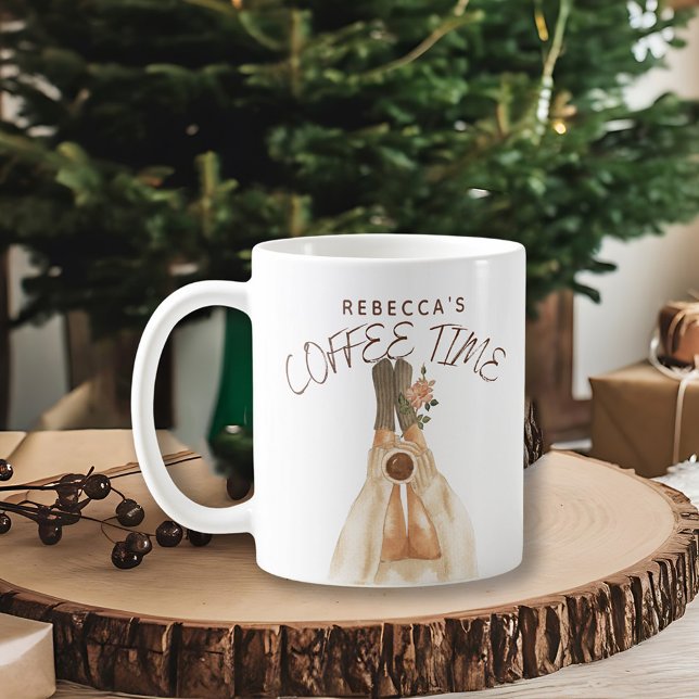 Cozy Coffee Time Socks Watercolor Holiday Mug (Creator Uploaded)
