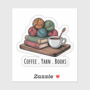 Cozy Coffee, Yarn, and Books Sticker