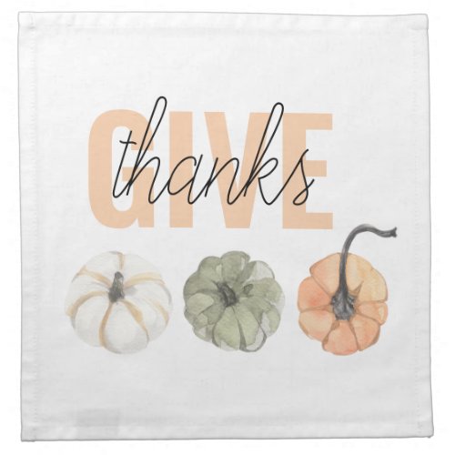 Cozy Colorful Pastel Give Thanks and Pumpkin Cloth Napkin