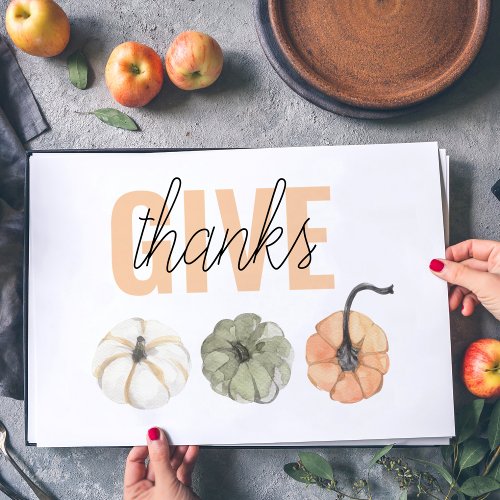 Cozy Colorful Pastel Give Thanks and Pumpkin Paper Pad