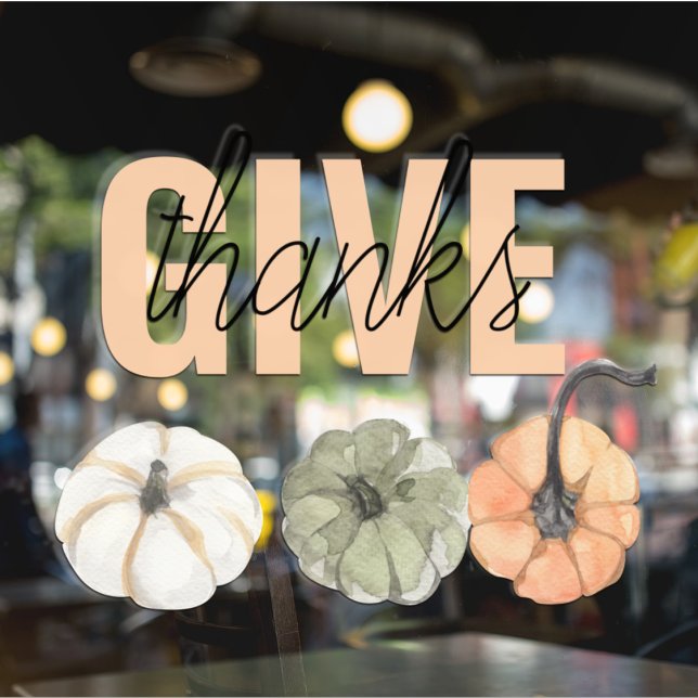 Cozy Colorful Pastel Give Thanks and Pumpkin Window Cling (Creator Uploaded)