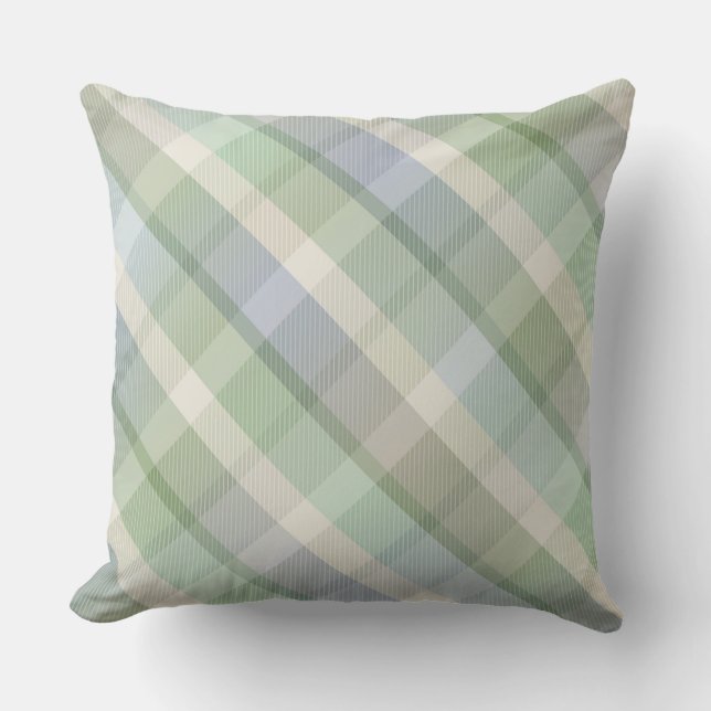 Cozy colorful tartan plaid, green Throw Pillow (Front)