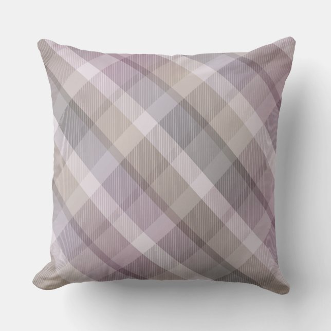 Cozy colorful tartan plaid, lilac Throw Pillow (Front)