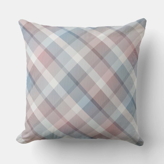 Cozy colorful tartan plaid, pastel Throw Pillow (Front)