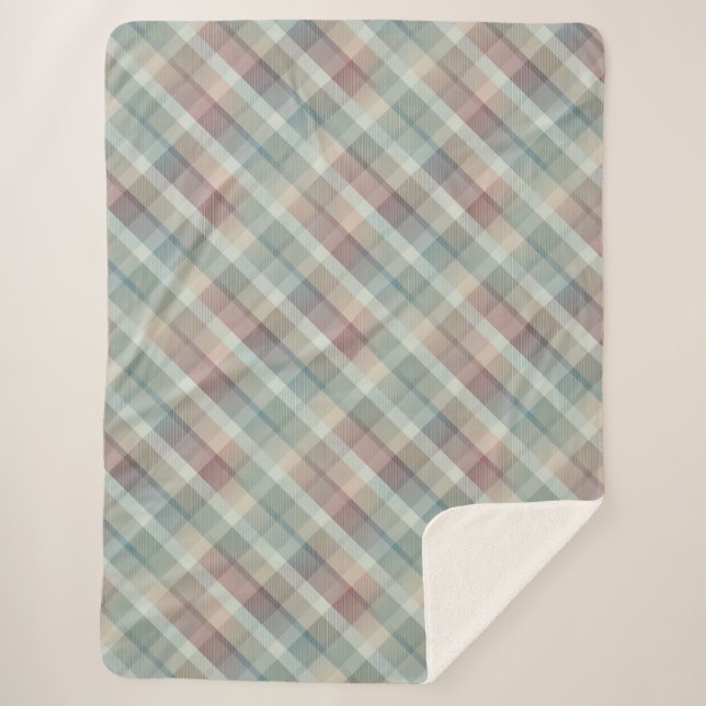 Cozy colorful tartan Sherpa Blanket (Front)