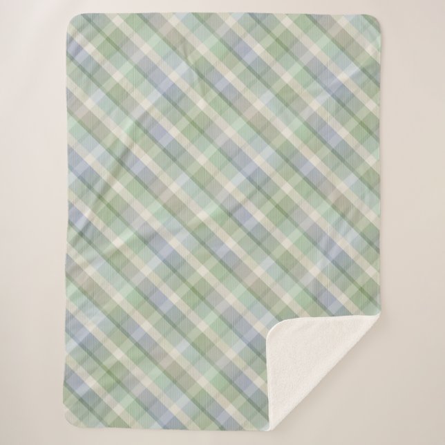 Cozy colorful tartan Sherpa Blanket (Front)