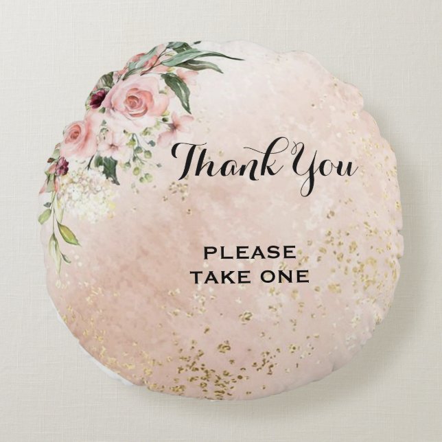 Cozy Comfort in Bloom: Design Your Floral  Round Pillow (Front)