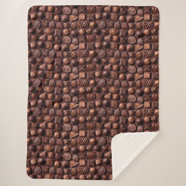 Cozy Contemporary Sweet Trendy Chocolate Pattern Sherpa Blanket (Front)