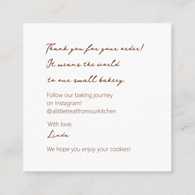 Cozy Cookie Delights  Enclosure Card (Back)