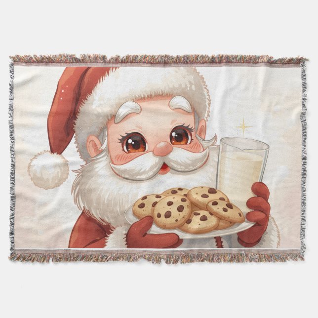 “Cozy Cookies with Santa" Christmas Throw Blanket” Throw Blanket (Front)