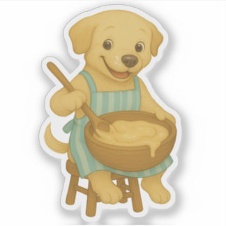 Cozy Cooking Dog Clipart – Happy Labrador  Sticker