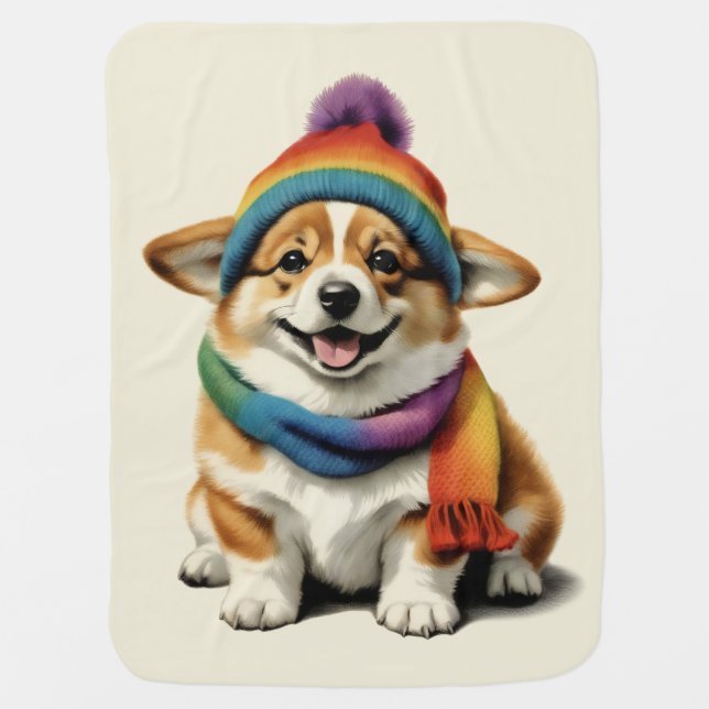Cozy Corgi Baby Blanket (Front)