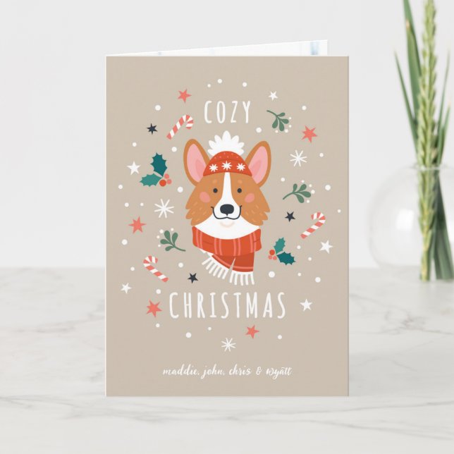 Cozy Corgi - Christmas Warmth Holiday Card (Front)