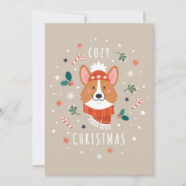 Cozy Corgi - Christmas Warmth Holiday Card (Front)
