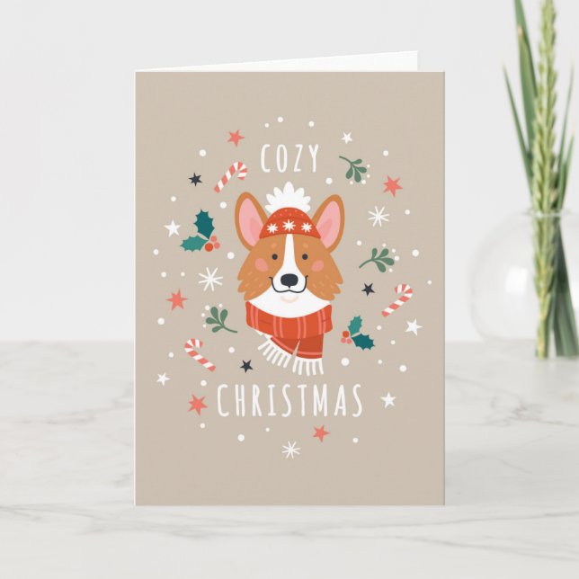 Cozy Corgi - Christmas Warmth Holiday Card (Front)