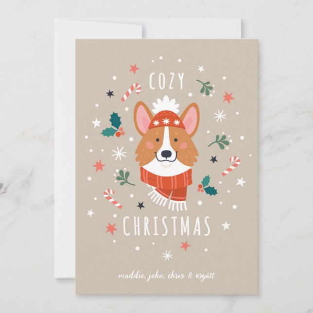Cozy Corgi - Christmas Warmth Holiday Card (Front)