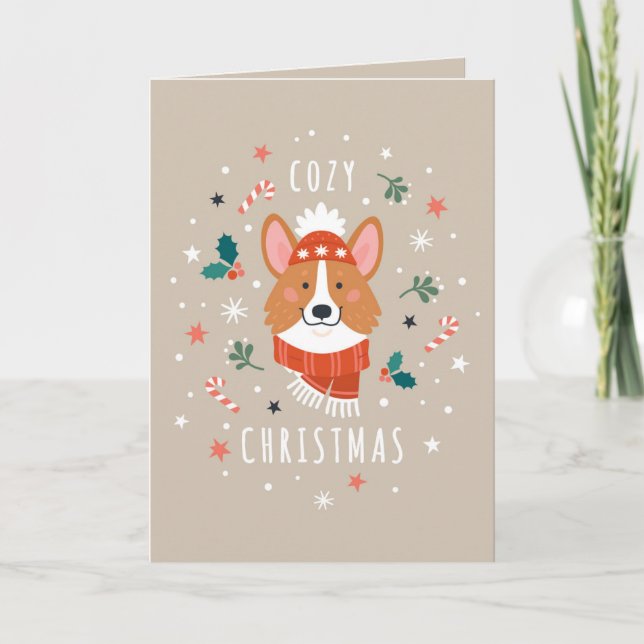 Cozy Corgi - Christmas Warmth Holiday Card (Front)