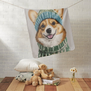 Cozy Corgi in Winter Gear Baby Blanket